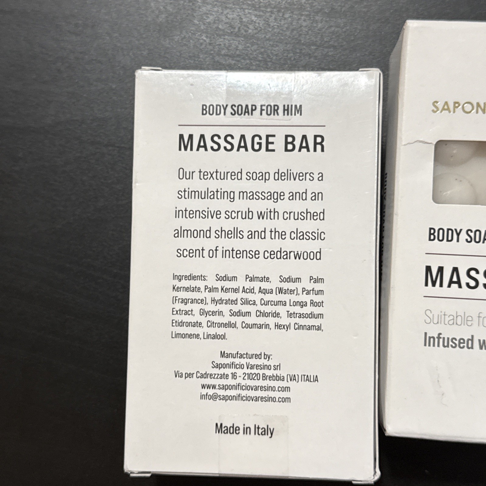 2PCS SAPONIFICIO VARESINO Body Soap For Him Massage Bar Infused With Turmeric
