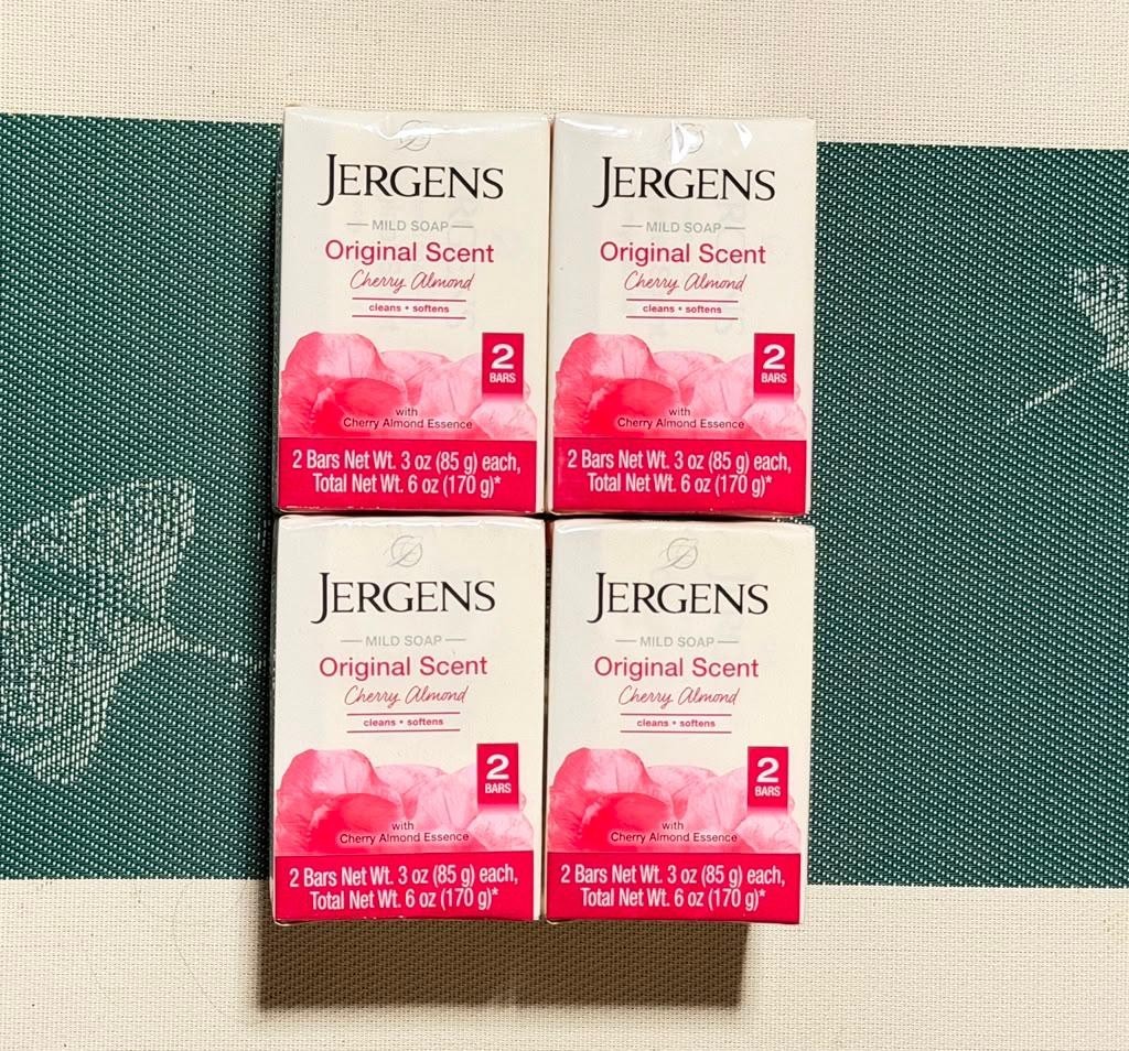 Jergens Cherry Almond Mild Soap Original Scent – 8 Bars (4x 2 Pack) – 3 Oz Each