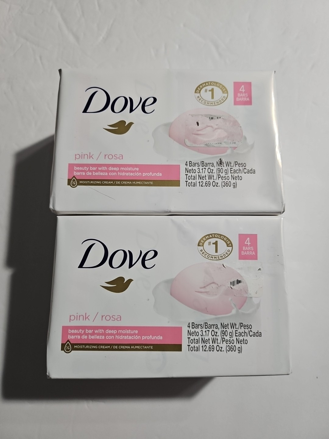 Dove Pink/Rosa Beauty Bar Soap 3.17 oz Each Peta Approved Lot Of 2 -8 Bars Total