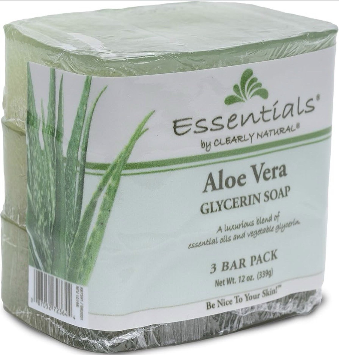 Clearly Natural Aloe Vera Glycerin Soap 9 Bars (3 Packs of 3) 4 oz Each USA