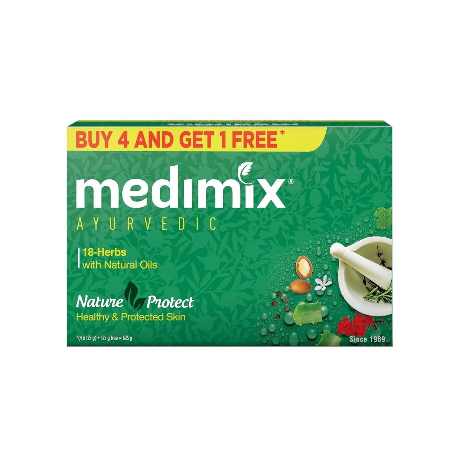 Medimix Ayurvedic Classic 18 Herbs Soap | Herbal Bathing Bar 125g (4+1 Pack)