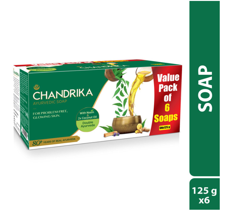 Chandrika Ayurvedic Soap Classic 125g x 6 Handmade Bath Soap Coconut Oil