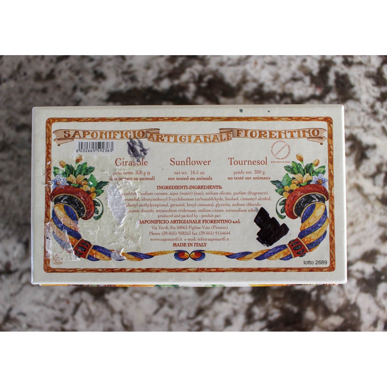 Saponificio Artigianale Fiorentino Soap 10.5 oz Sunflower Handmade in Italy