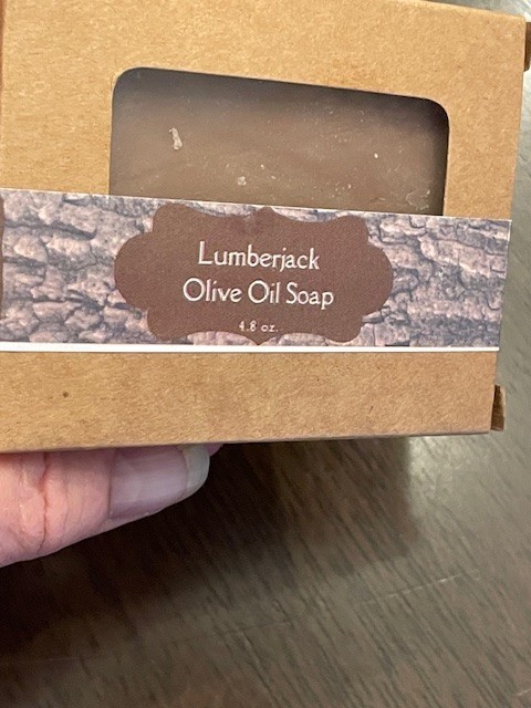 Olive oil soap for Men Lumber Jack + Bourbon Sandlewood/ pamper him 4oz bar