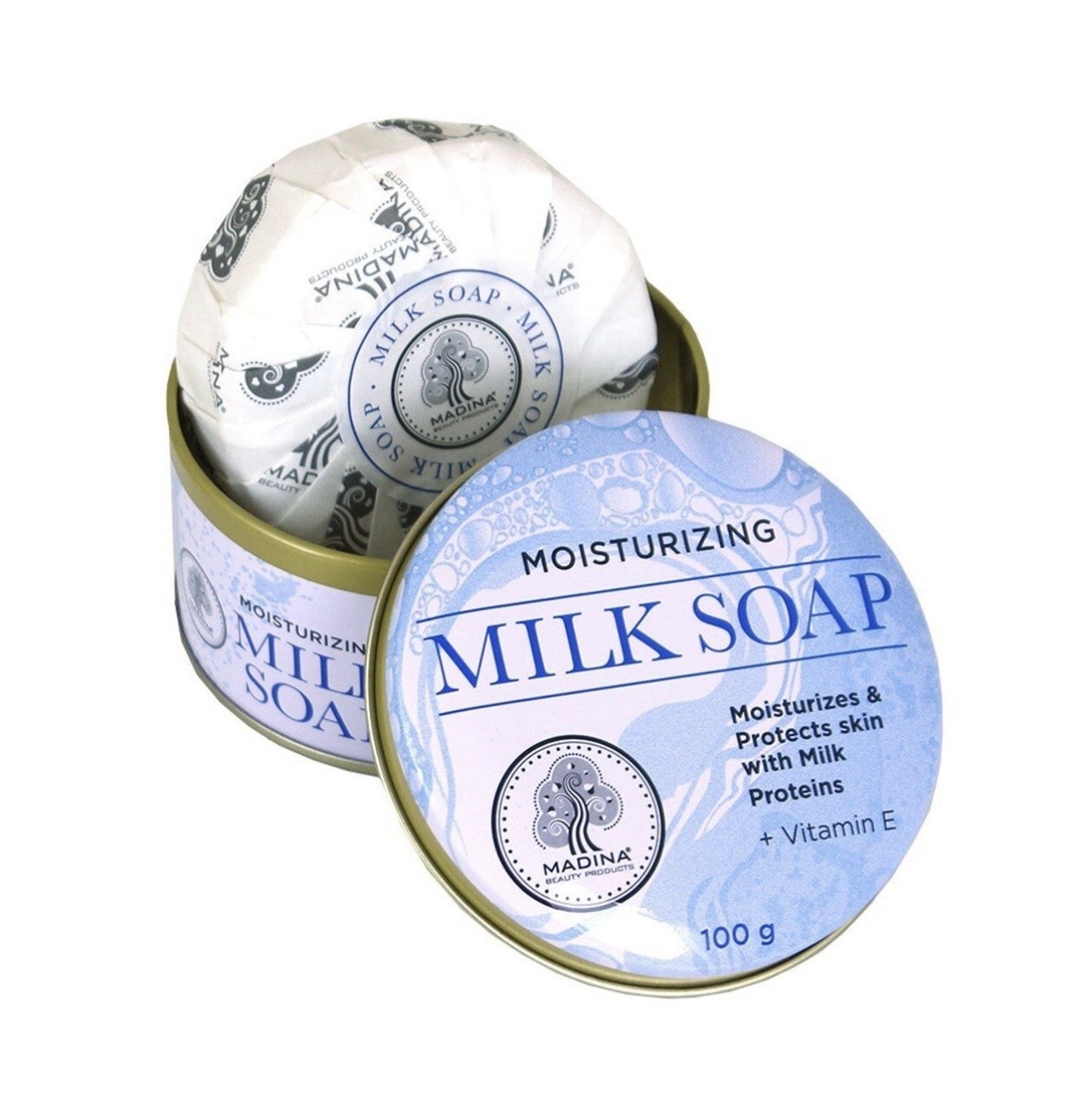Madina Moisturizing Milk Soap With Milk Proteins And Vitamin E 100 G Bar