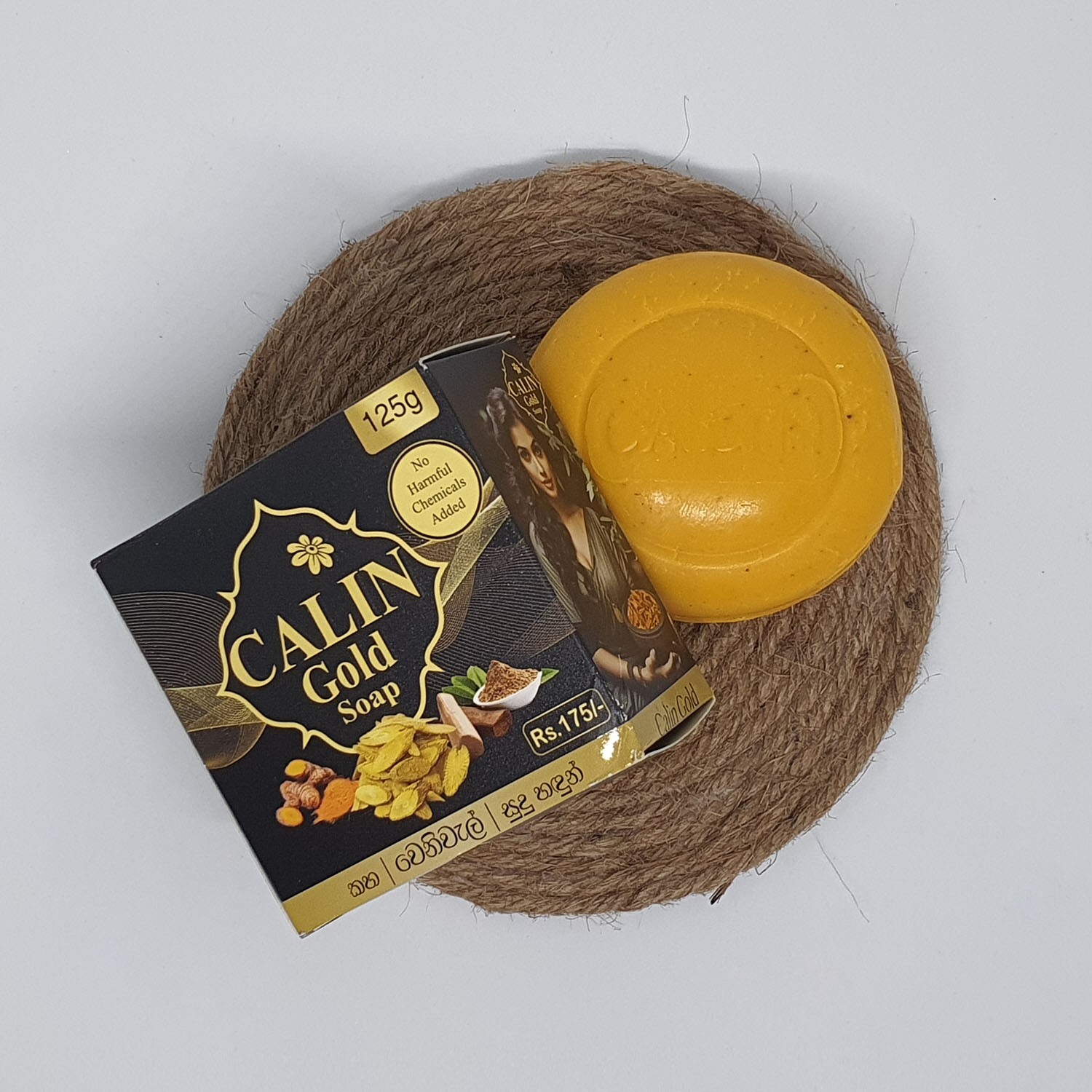 CALIN Gold Beauty Soap with Pure Natural Ceylon Turmeric Venivel Sandalwood 125g