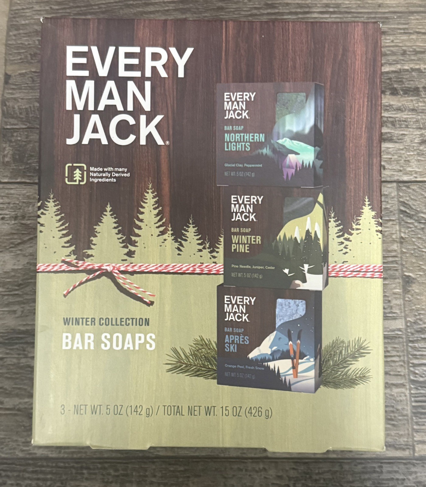 Every Man Jack Winter Collection Bar Soap 3 Pack Northern Lights Pine New