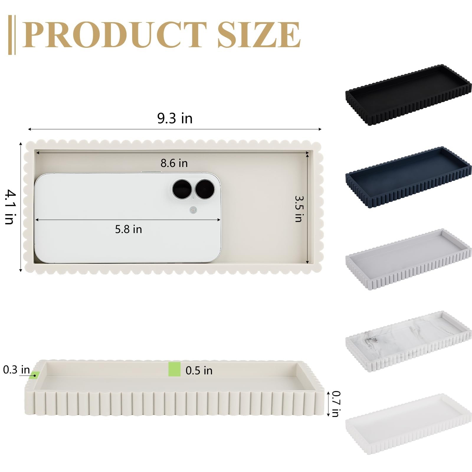 Silicone Bathroom Tray Small Vanity Organizer Rectangle Sink Caddy Sponge Hol…
