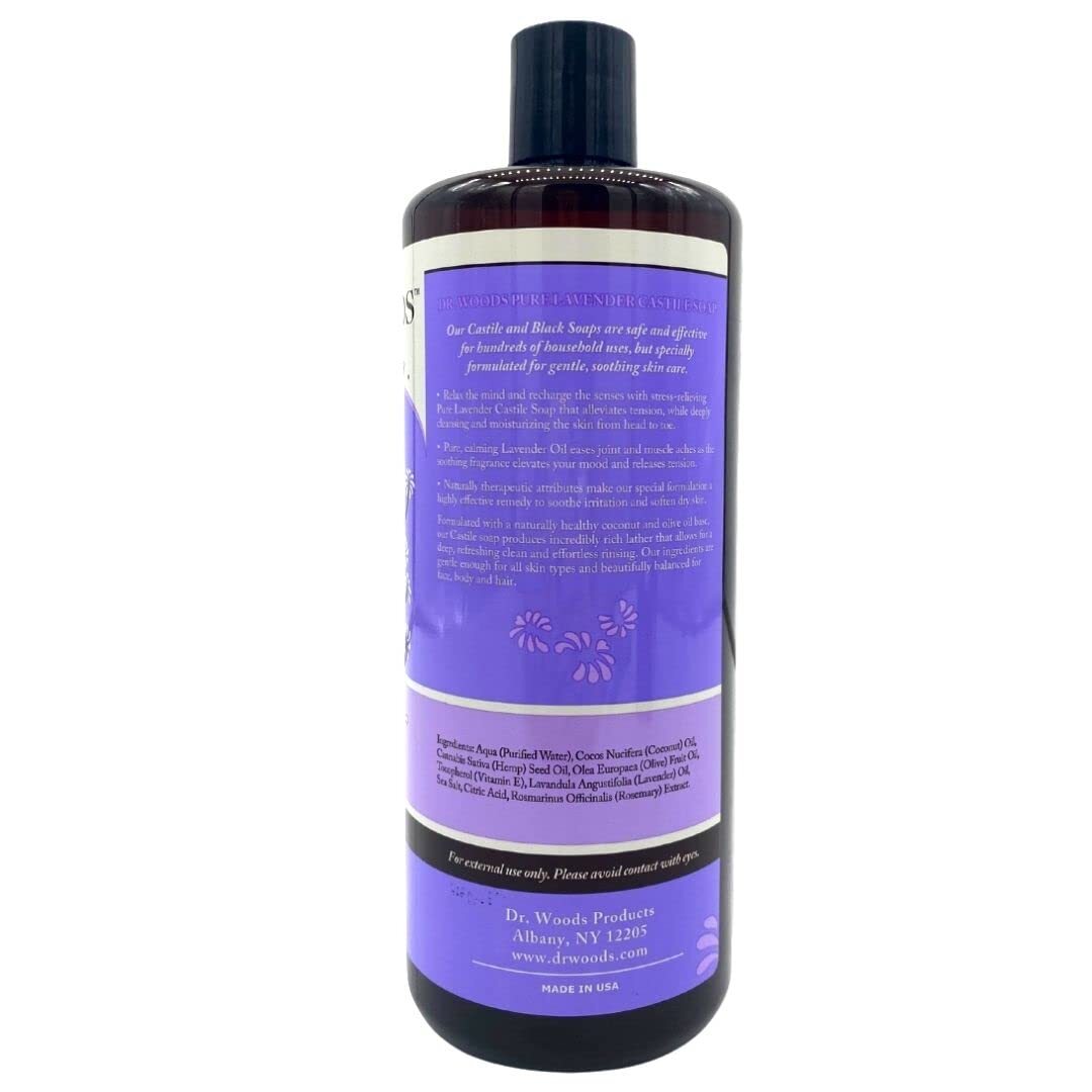 Dr Woods Lavender Castile Soap 32 Fl Oz Vegan Skin Cleanser For All Skin Types