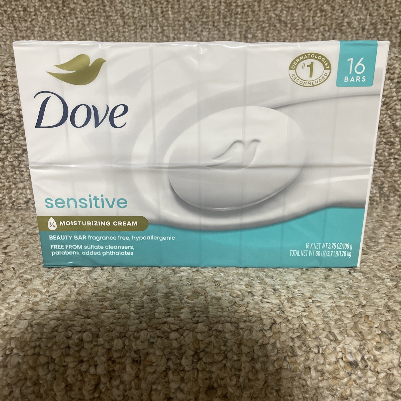 Dove Beauty Bar Soap Sensitive Skin 3.75oz 16 Bars USA Seller Bulk Pack NEW