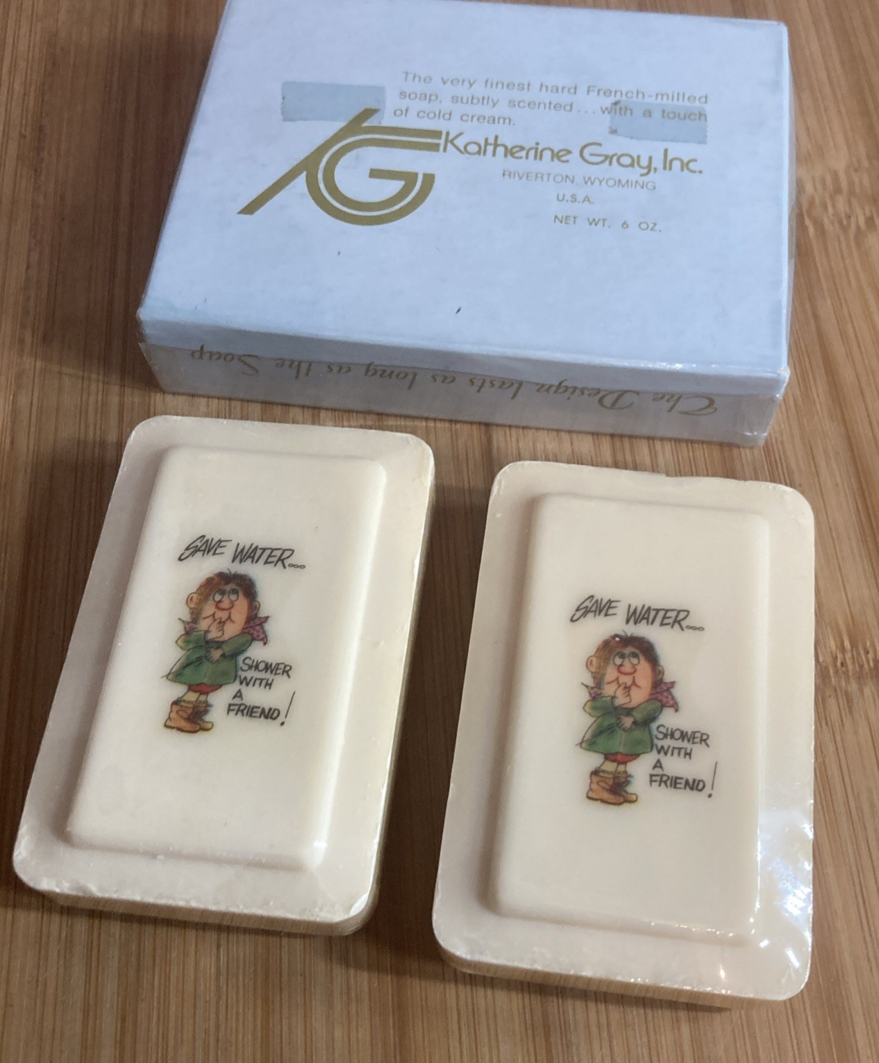 Vintage Katherine Gray French-Milled Soap Funny Picture Friend Shower Sealed Bar