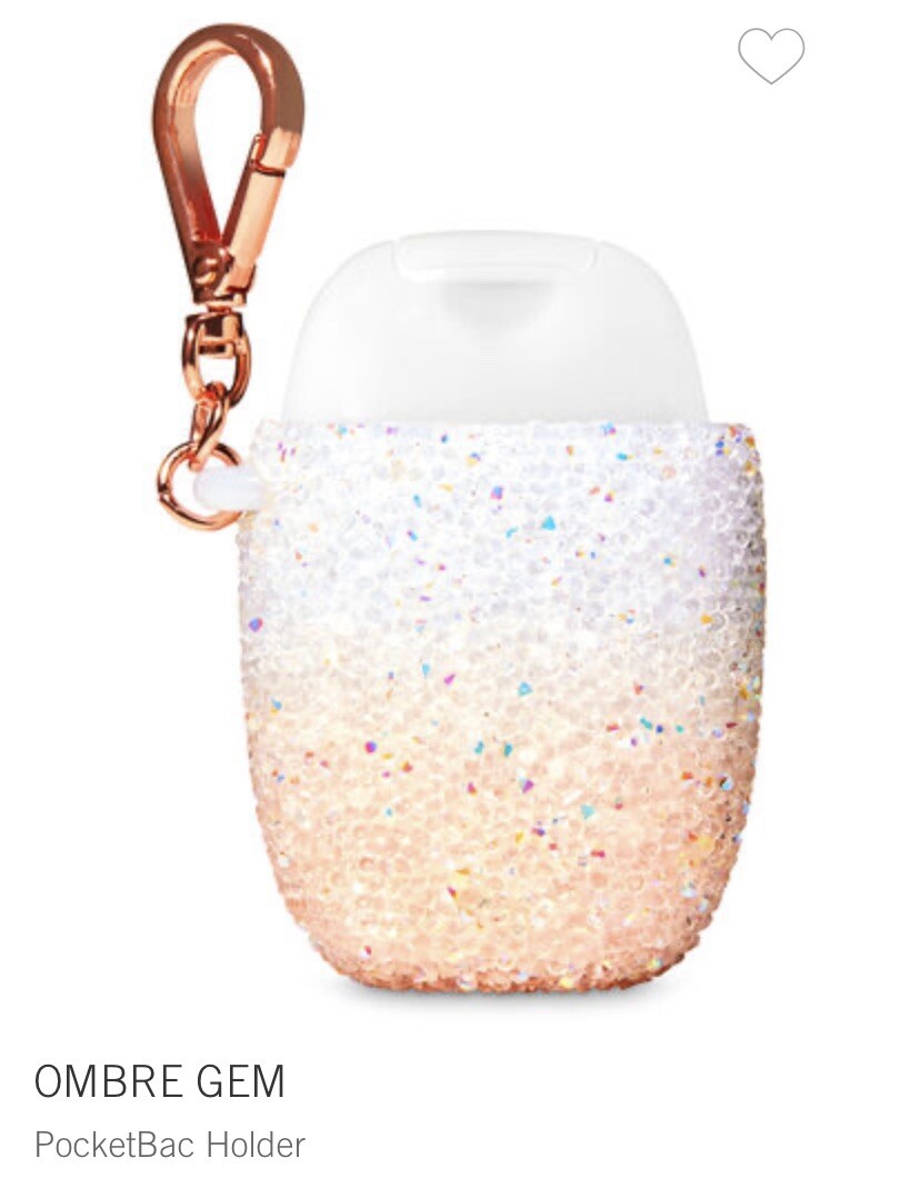Bath & Body Works PEACH OMBRE CRYSTAL GEM Pocket *Bac Holder Sleeve Bag Clip NWT