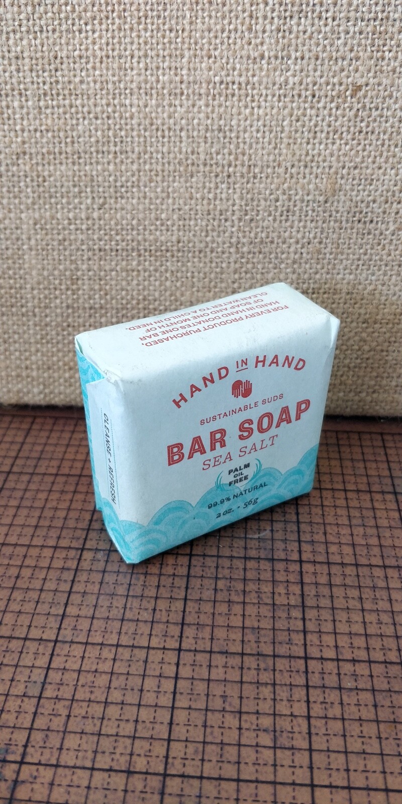 5 BARS (5 X 2oz = 10oz) Hand in Hand Sustainable Suds – SEA SALT – 99.9% natural