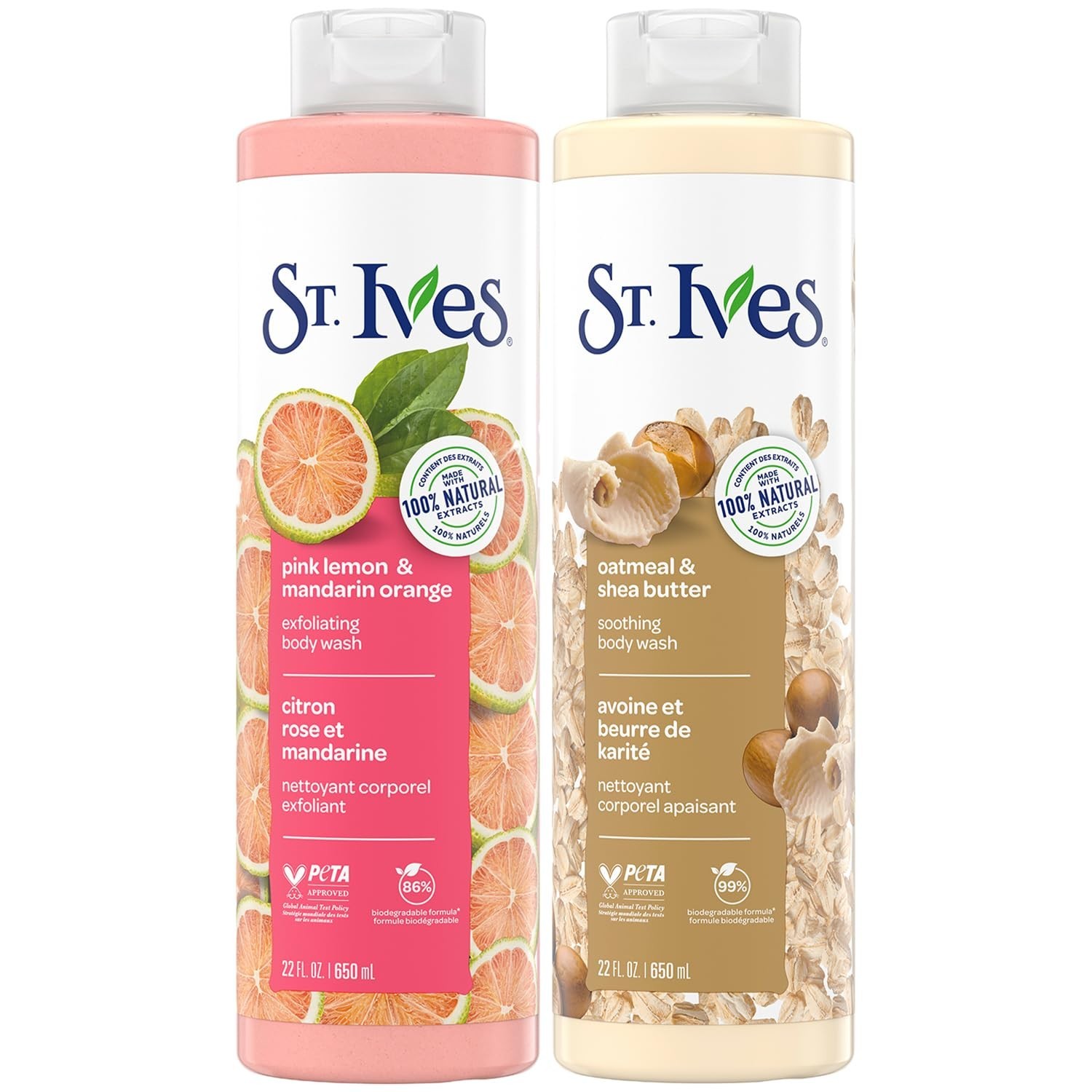 St. Ives Body Wash Variety 2-Pack – Soothing Oatmeal & Shea Butter + Exfol