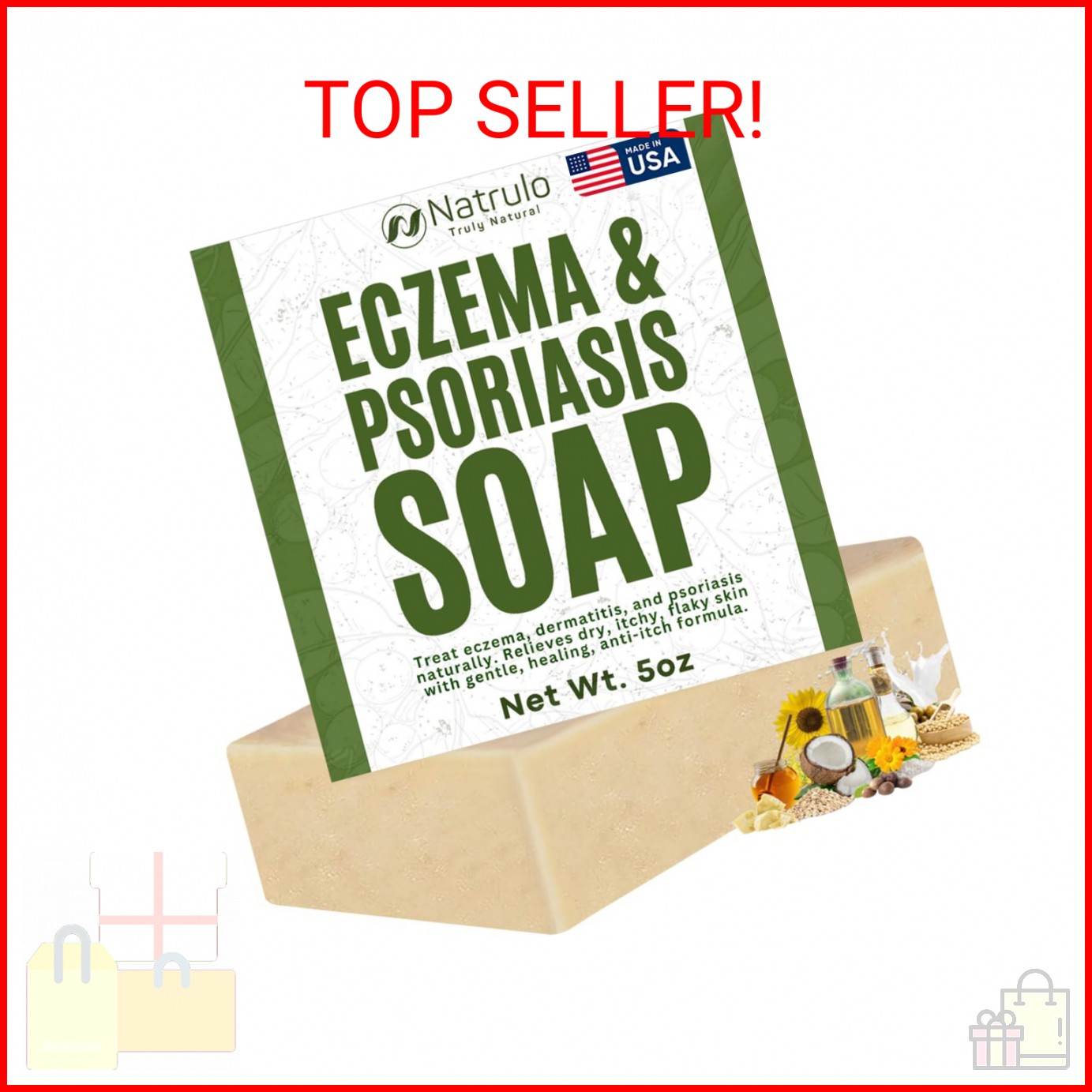 Eczema Soap Bar for Face and Body – All Natural Dermatitis, Psoriasis Treatment