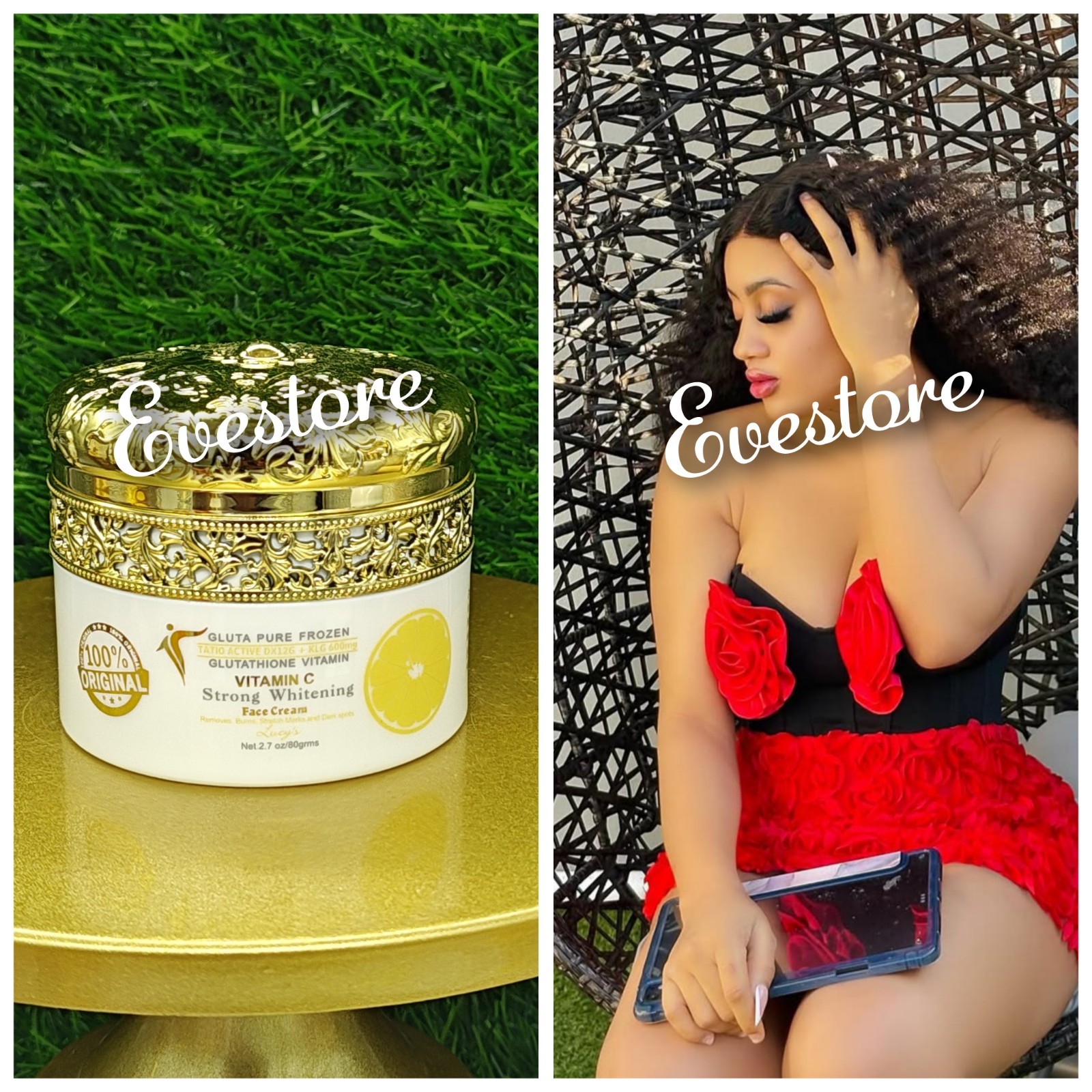 3pcs Easy Glow strong vitamin C whitening body wash, Lotion & Facreacream