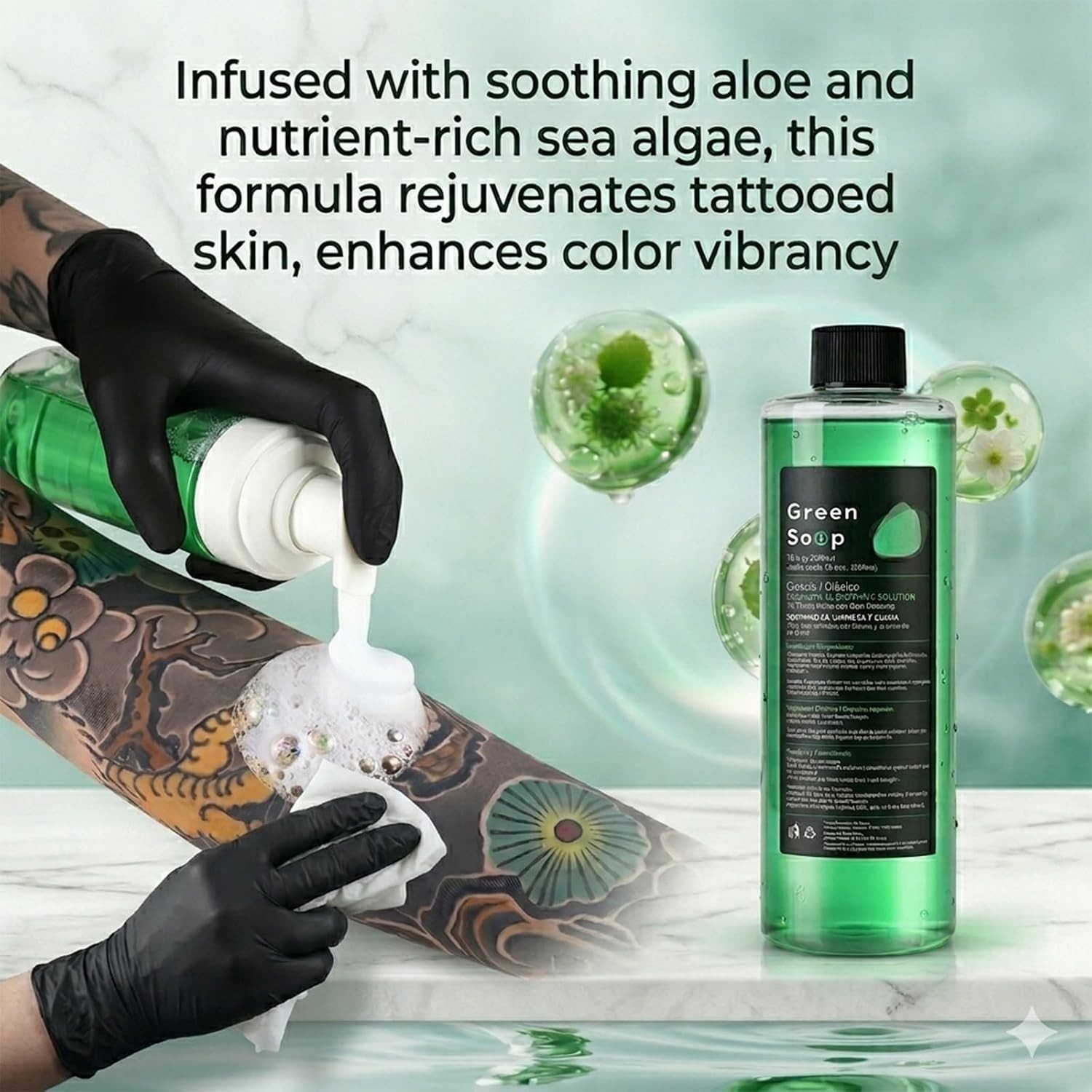 Green Soap Tattoo 16.9OZ Ultra Concentrated & 7OZ Foam Bottle Kit – Make 1.3 …