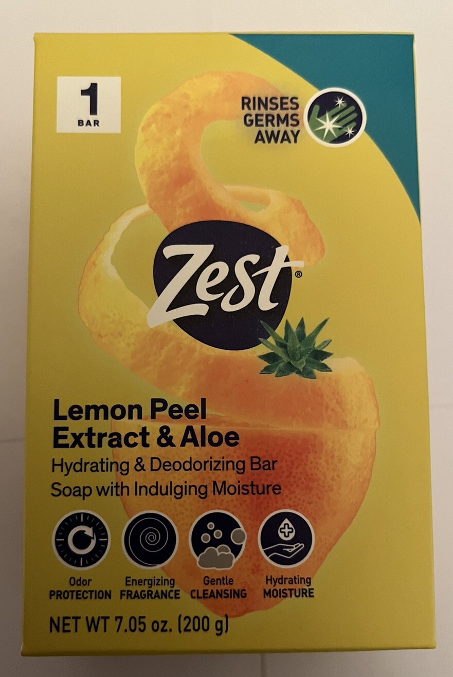 Lot of 12 Zest Lemon Peel Extract & Aloe Hydrating & Deodorizing Bar Soap 7.05oz