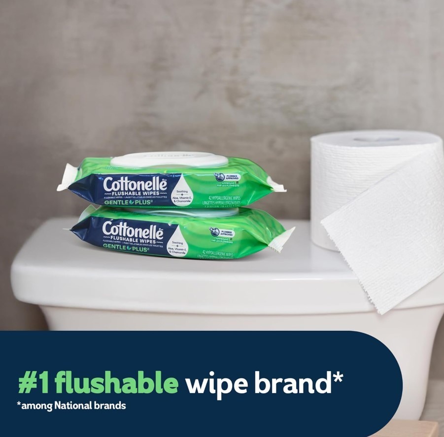 Cottonelle GentlePlus Flushable Wet Wipes with Aloe & Vitamin E, 16 Flip-Top Pac