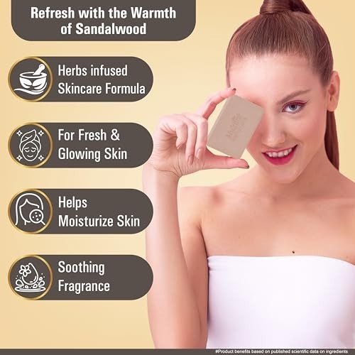 Multani Sandalwood Ayurvedic Soap 125g Pack of 3 Hydrating Body Bars FS