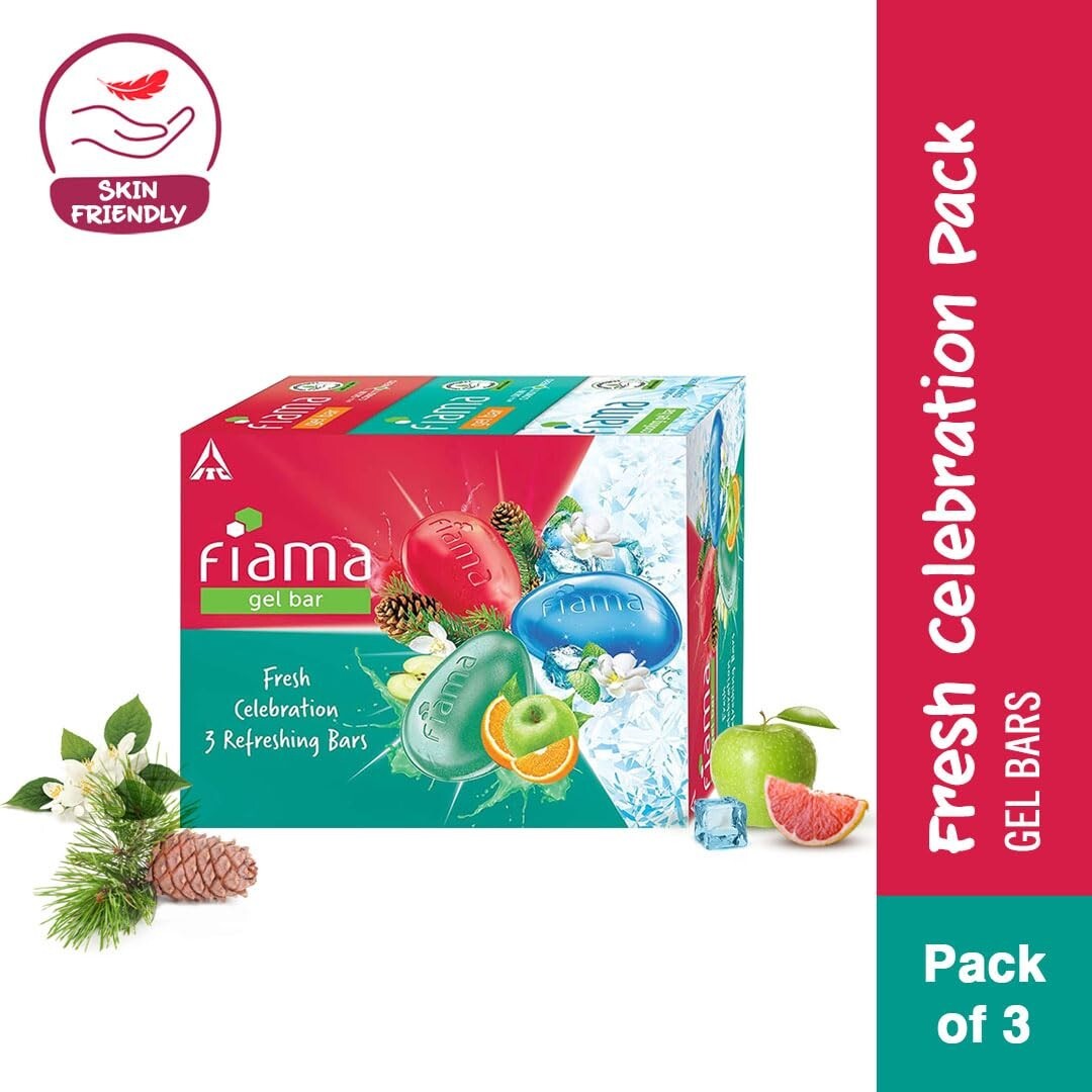 Fiama Gel Bathing Bar Fresh Celebration Pack With 3 Unique Gel Bars (Pack of 3)