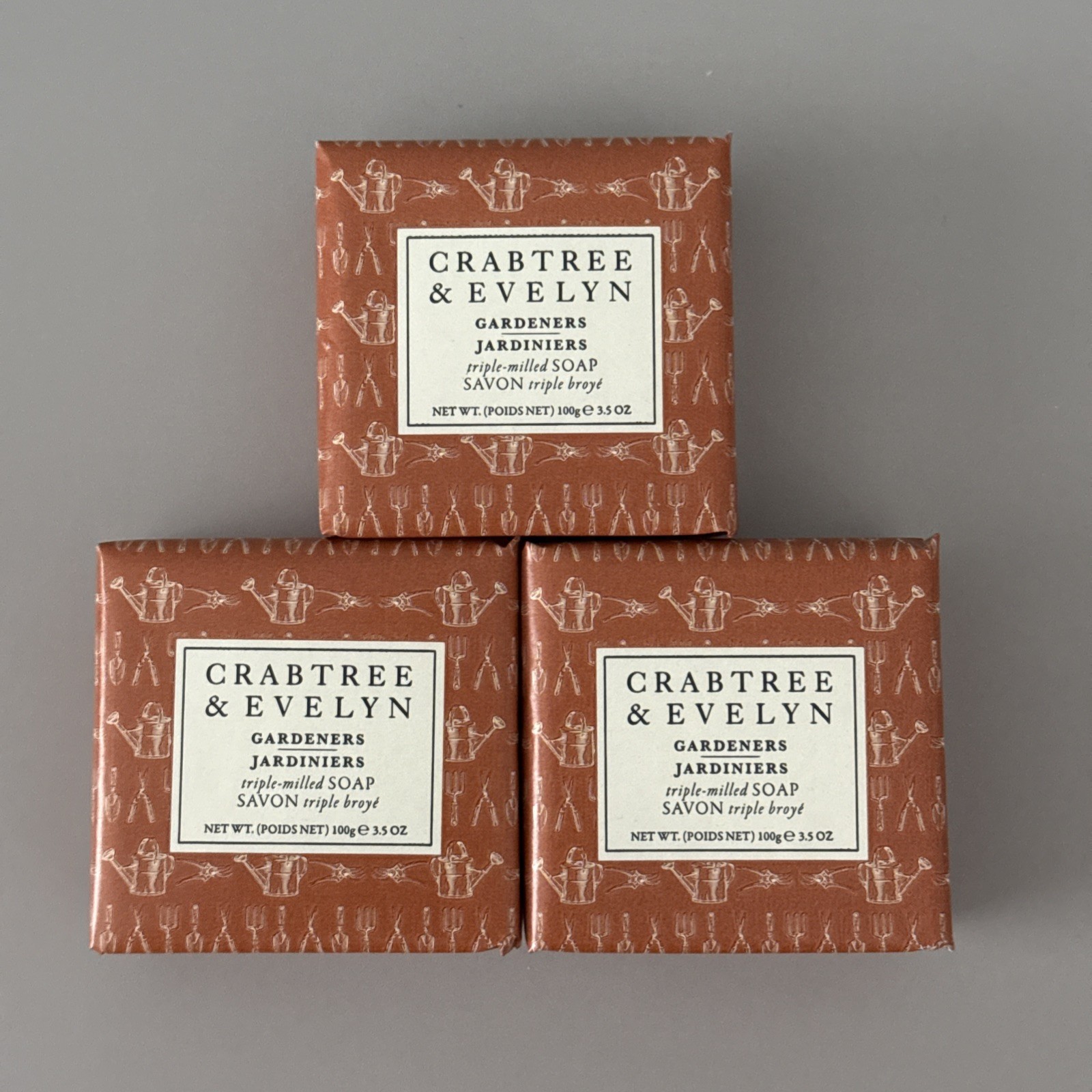 Crabtree & Evelyn GARDENERS Triple Milled Soap Bar Set of 3 – 3x 3.5oz