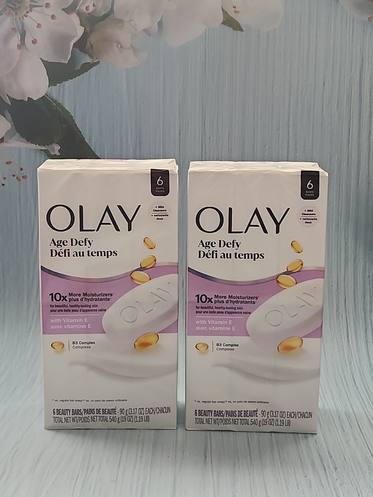 Pack of 2 OLAY Age Defy with Vitamin E Beauty Bar Soap, (Total 12 Bars 38 oz)