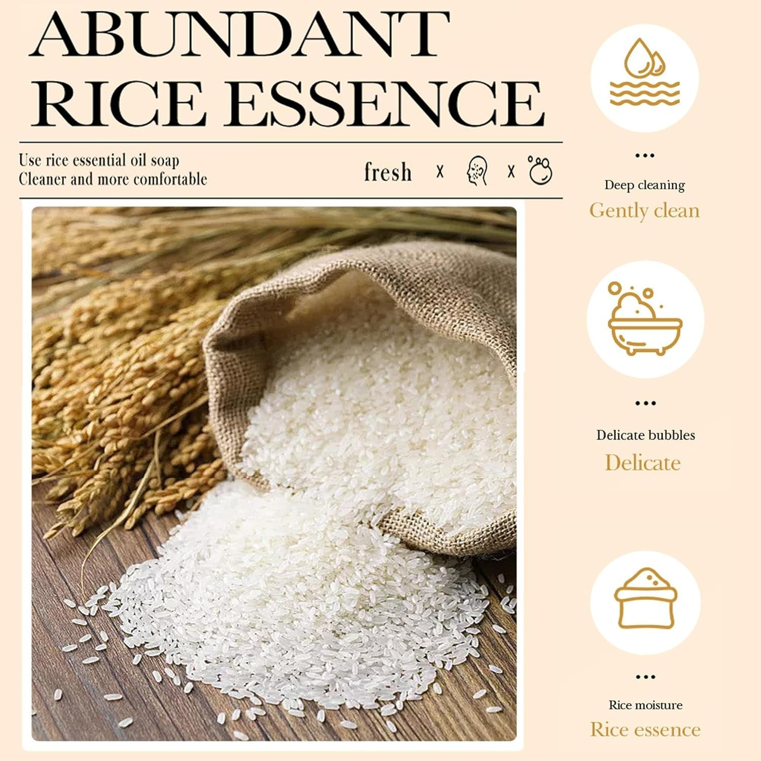 Rice Essence Rice Cleansing Soap, with Goat Milk Essence & Centella Asiatica,…