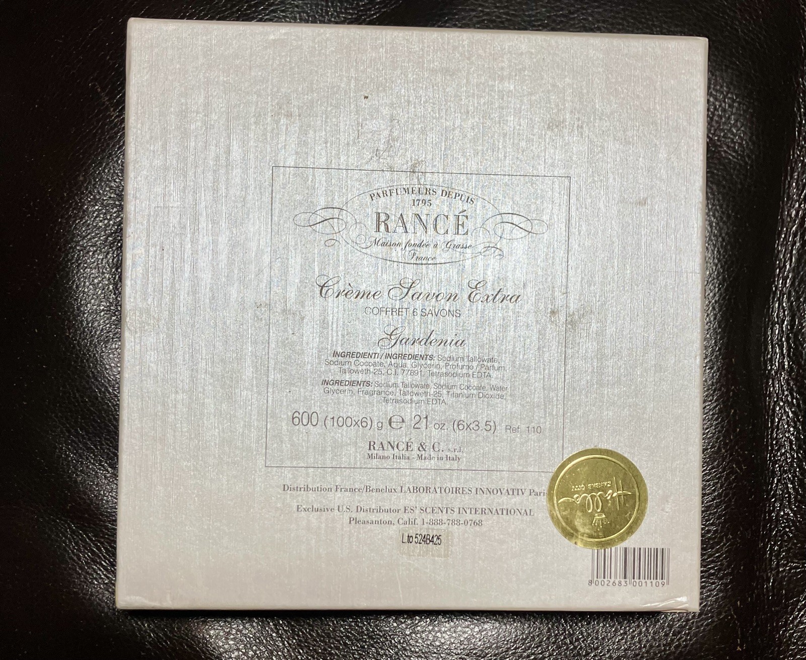 Vintage Rance 1795 “Crème Savon Extra Gardenia” Multipack of Four 3.5 ounce Bars