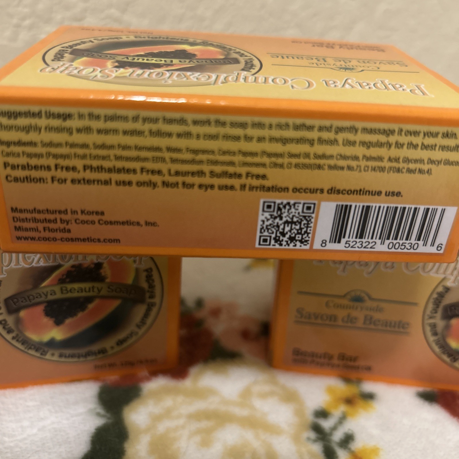 CountrySide Papaya Beauty Bar Soap with Papaya Seed Oil 125g Body Face Hands