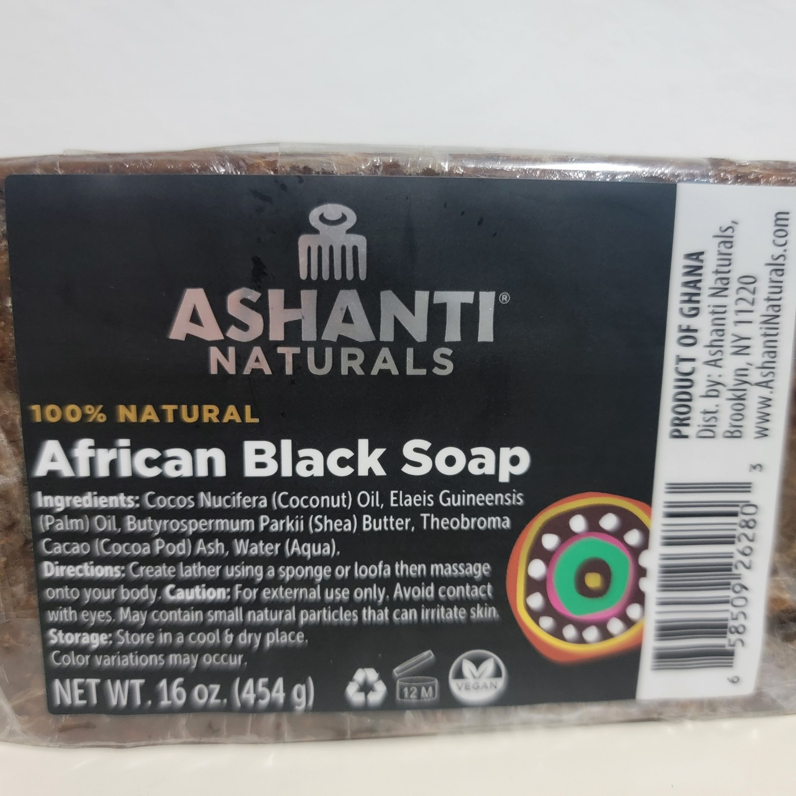 Ashanti Naturals African Black Bar Soap 16 oz / 454g 100% Natural Jumbo Size