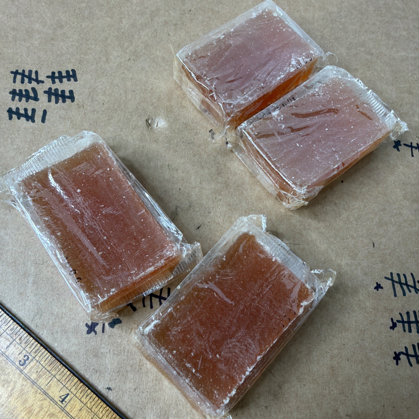 Vintage Unbranded Soap Bar Orange Unknown Scent Rustic Lot Of 4