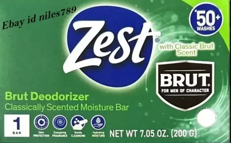 😊LOT OF 8-ZEST BRUT Deodorizer Classic Scent Moisture Bar Soap 7.05 oz. New
