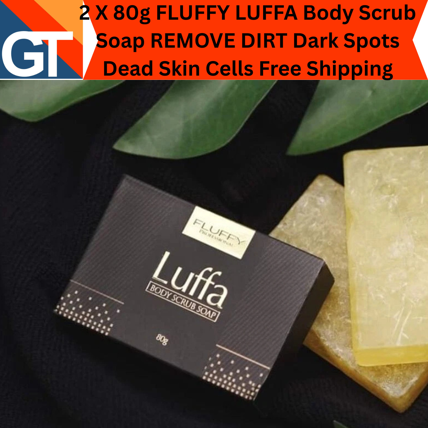 2 X 80g FLUFFY LUFFA Body Scrub Soap REMOVE DIRT Dark Spots Dead Skin Cells