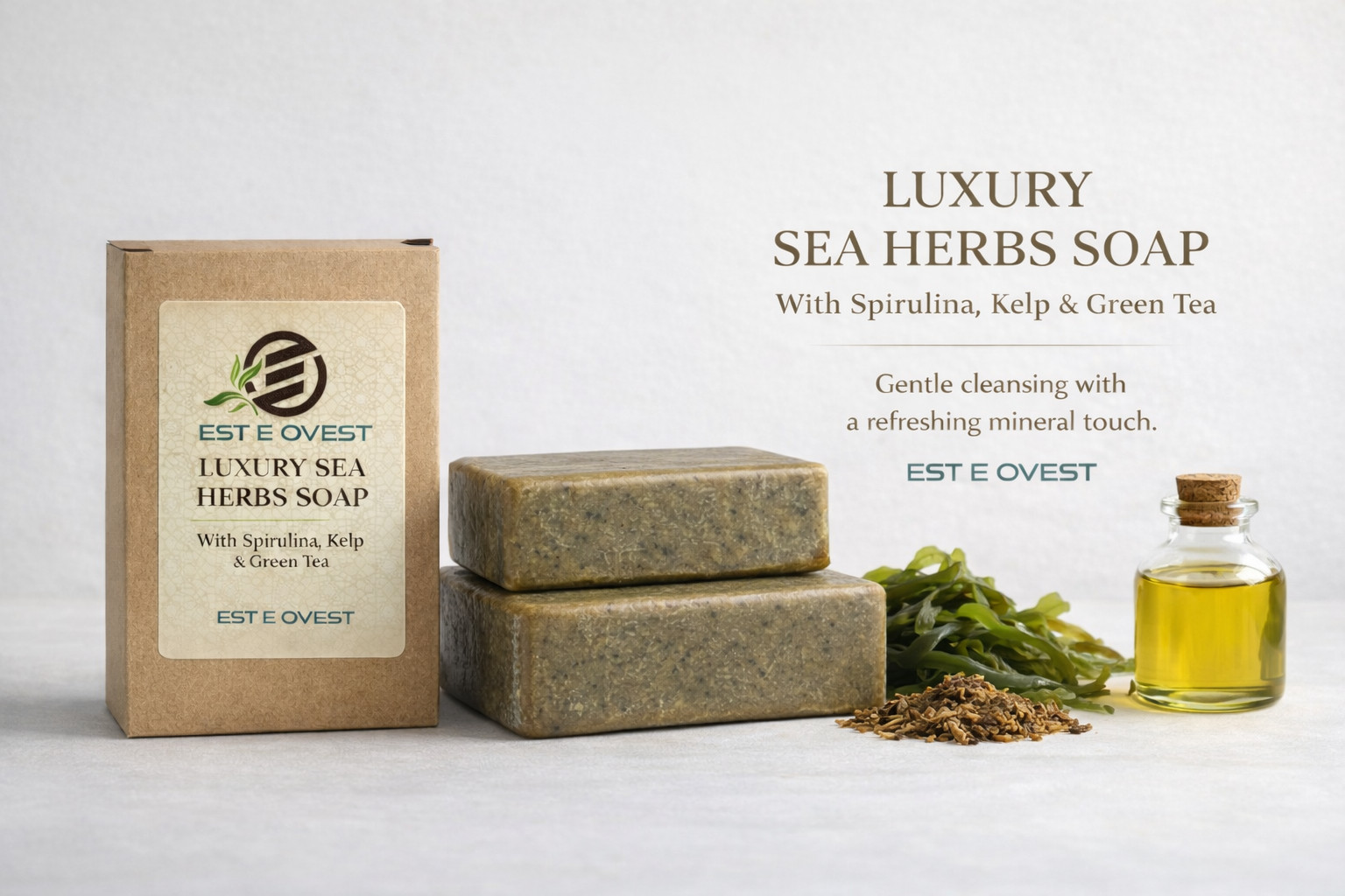 Natural Handmade Soap Bar 5 oz – Spirulina Kelp Green Tea