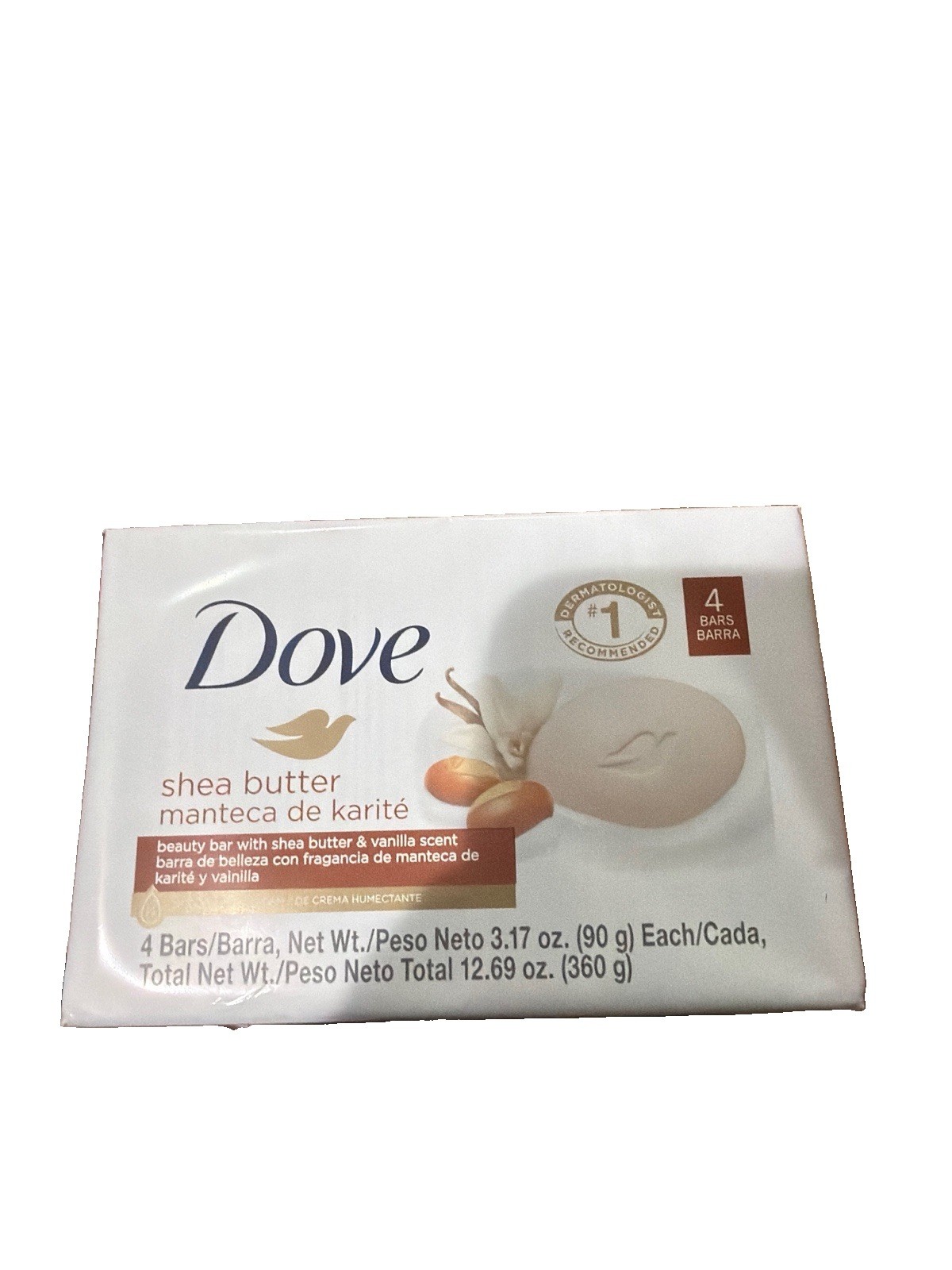 4 Pack Dove soap Dove Shea butter Manteca de Carite beauty bar with shea butter