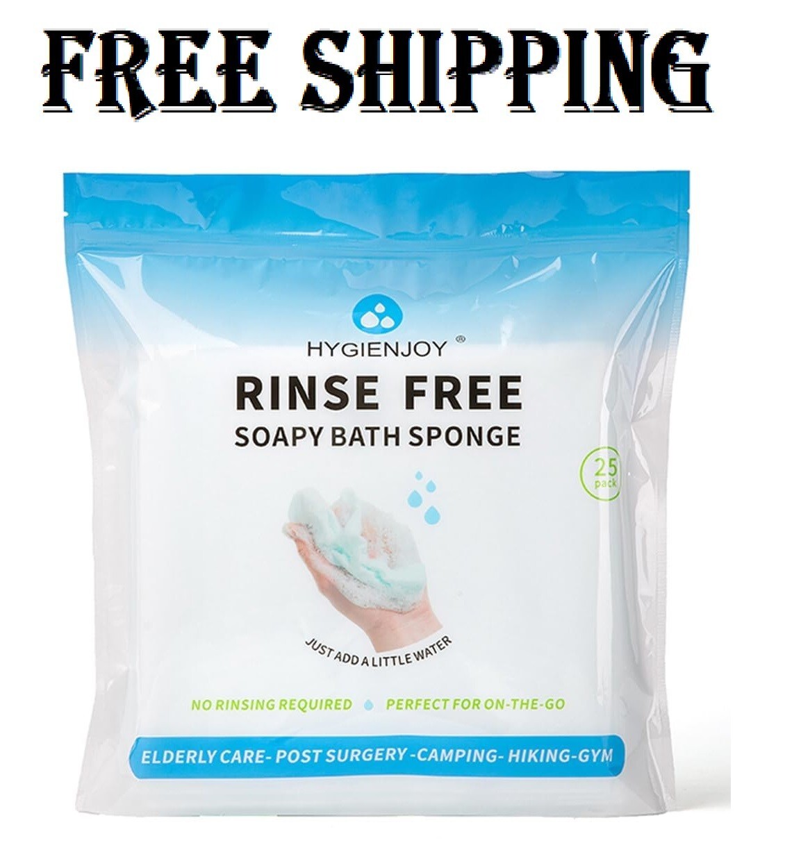 HYGIENJOY-21% Larger,No Rinse Bathing Wipes for Adults – (25 pack)