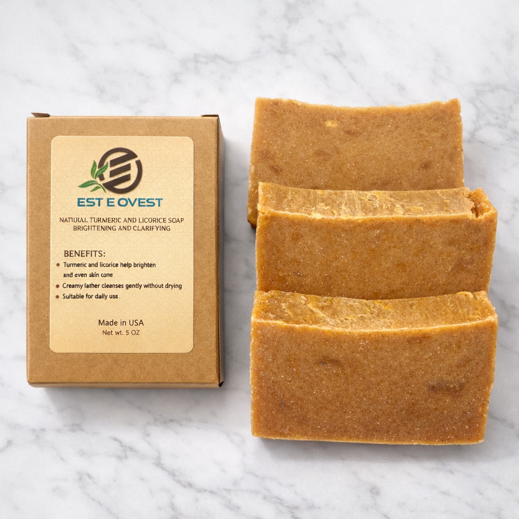 EST E OVEST Natural Turmeric & Licorice Soap – 5 oz Brightening • Clarifying •