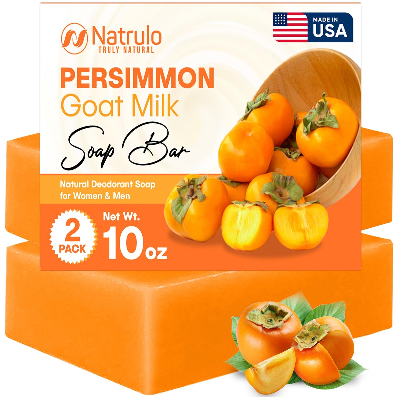 Persimmon Soap Bar for Body Odor Control – Purifying 5 Ounce (Pack of 2)