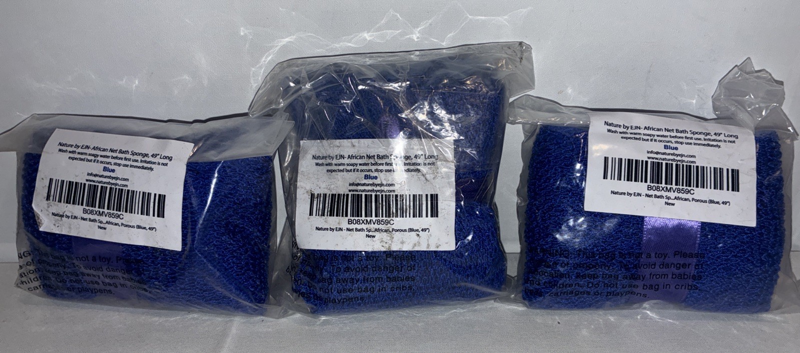 Lot Of 3-African Net Body Sponge To Remove Dead Skin And Exfoliate Bath ( Blue)