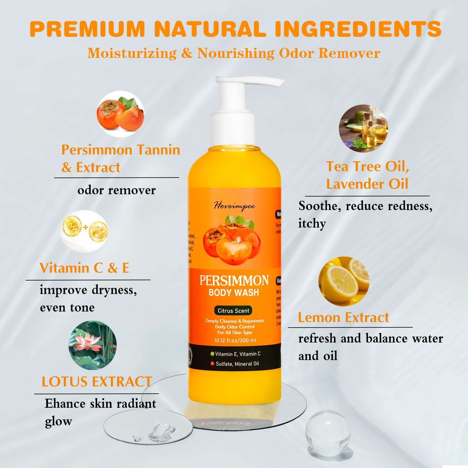 Persimmon Soap Body Odor Eliminator for Women Men, Nonenal Soap Purify Strong…