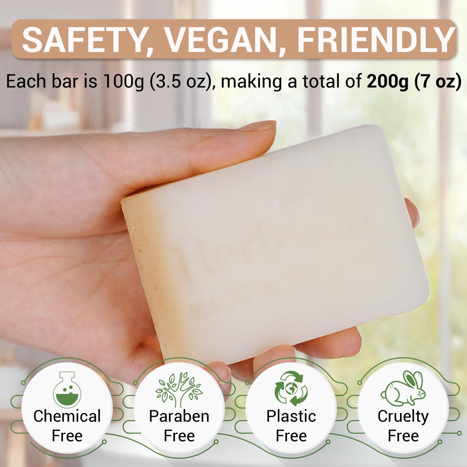 Herbvian 2 Pcs Vietnamese Rice Water Soap Bar for Face 3.5 Ounce (Pack of 2)