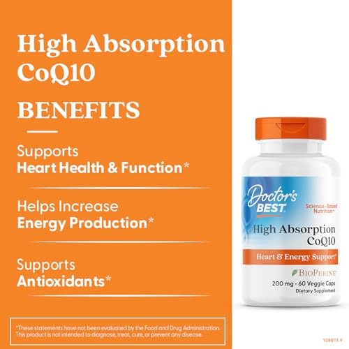 Doctor’s Best High Absorption CoQ10 200mg with 60 Count (Pack of 1), White