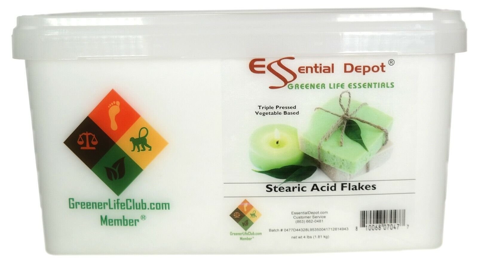 Stearic Acid – Vegetable Based – 4lb – Greener Life Club Box