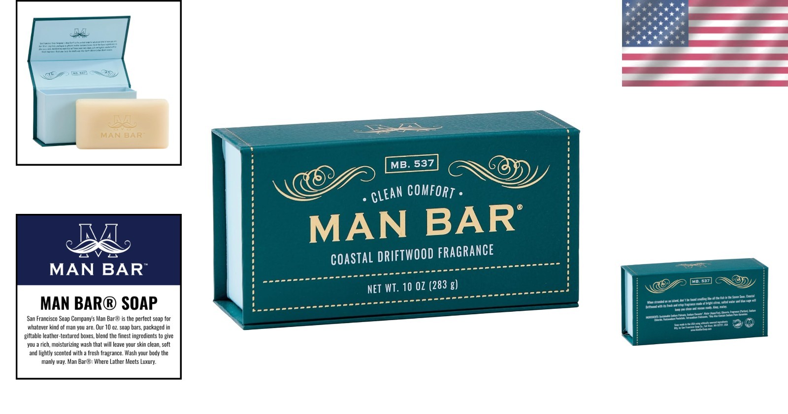 Coastal Driftwood Organic Men’s Bar Soap – Citrus & Sage, 10 oz – Cruelty-Free
