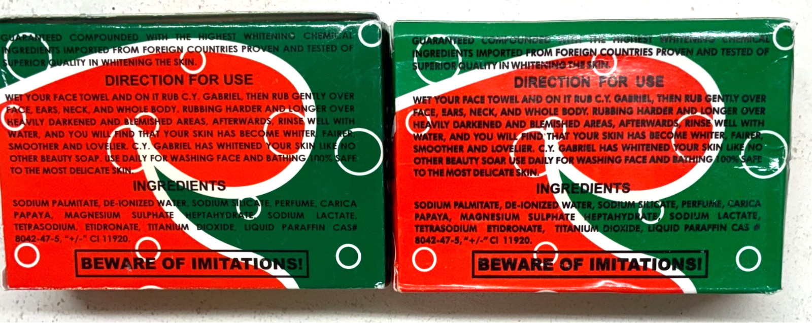 C.Y. Gabriel Papaya with Extract Genuine Whitening Beauty Soap 135g Lot 2 New