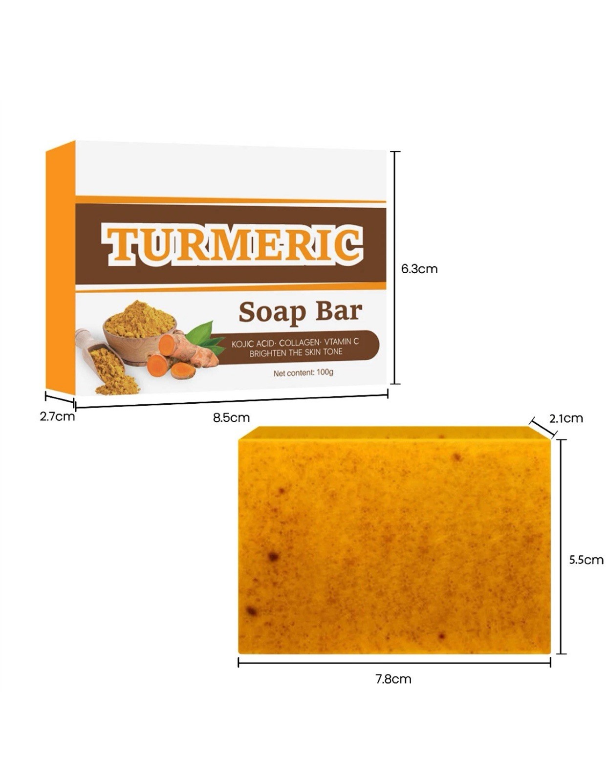 Honey Glow Lemon Turmeric Kojic Acid Soap Bar, 100g Turmeric Face and Body Soap
