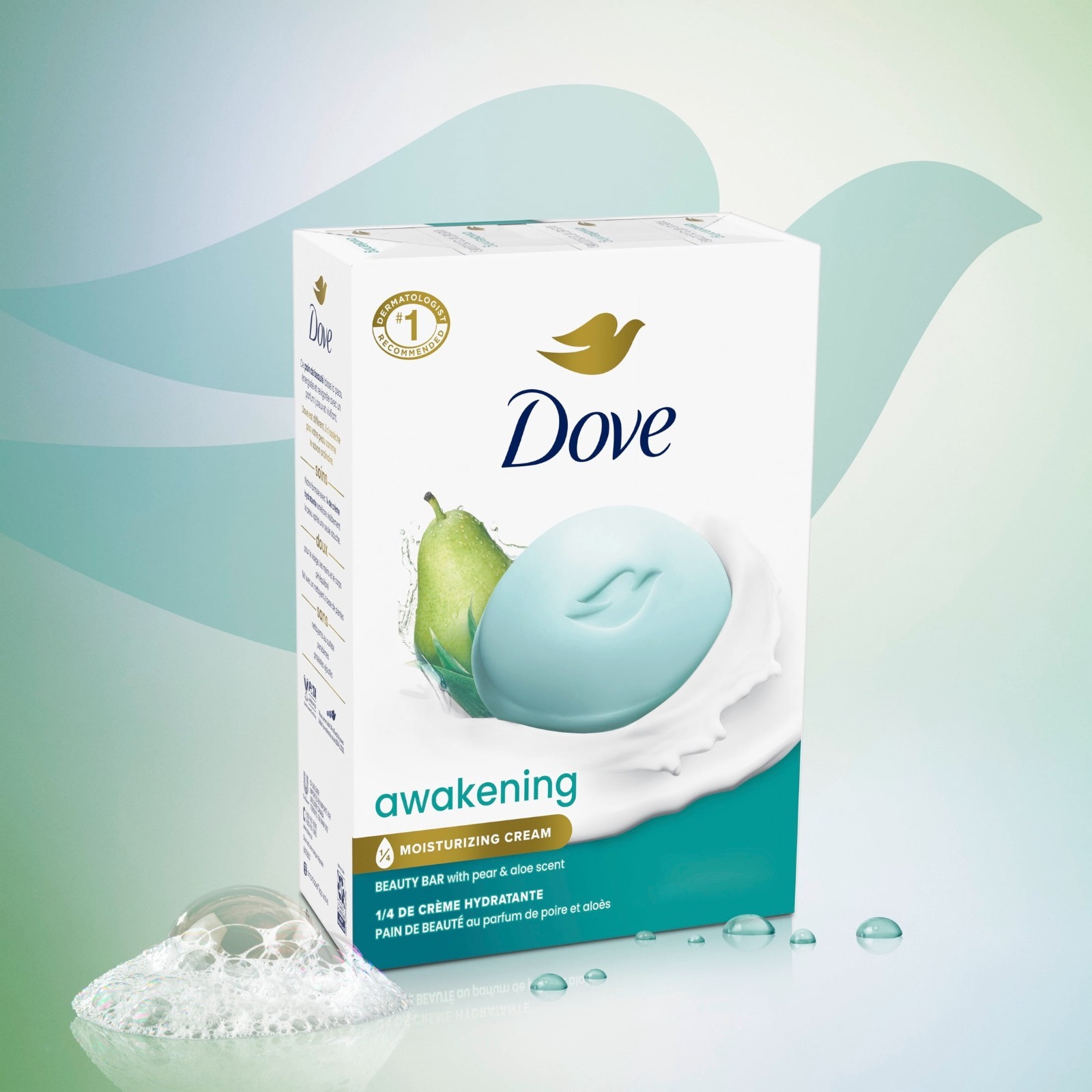 Dove Beauty Bar Soap, Awakening Pear & Aloe, 3.75 oz, 8 Bars, 2 Pack (16 Bars)