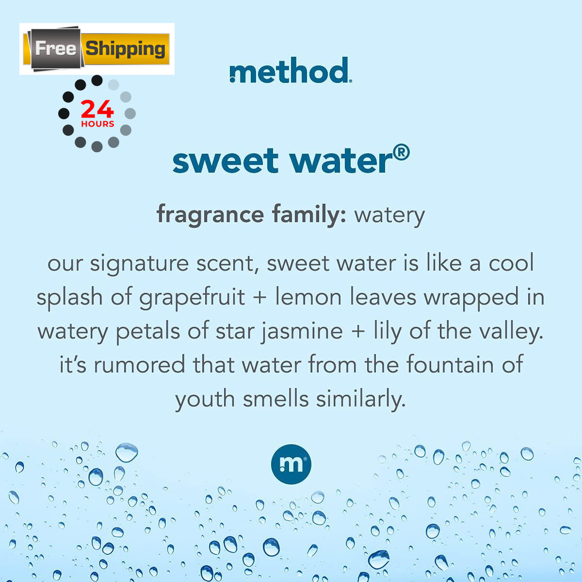 Method Foaming Hand Soap, Sweet Water, Paraben 10 Fl Oz (Pack of 3), WHITE