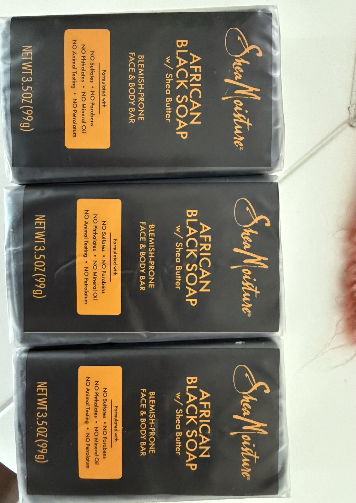 Lot of 3 Shea Moisture African Black Soap Blemish Prone Face & Body Bar 3.5 oz